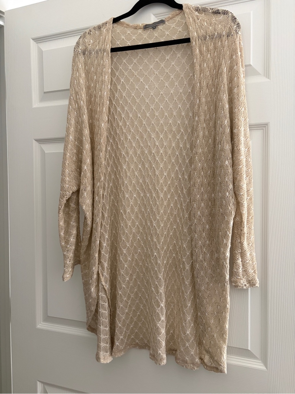 Emma’s Closet Light Beige Open Knit Duster Cardigan